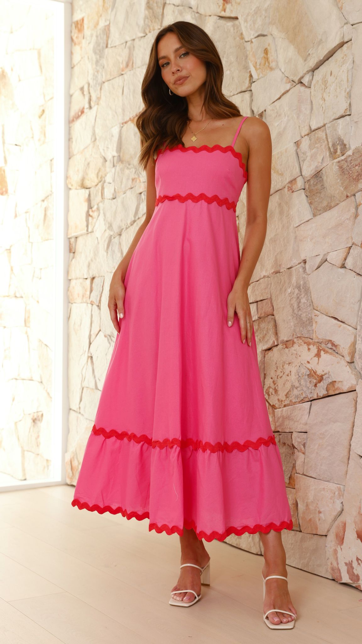 Brodey Midi Dress - Pink / Red