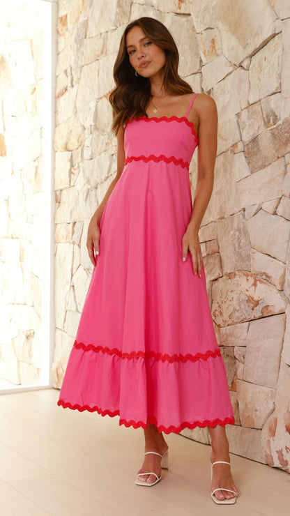 Brodey Midi Dress - Pink / Red