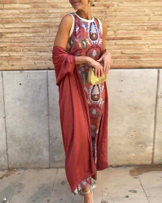 Valencia - Elegant Set with Dress and Flowing Cardigan